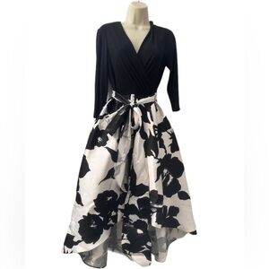 R&M Richards Womens Floral Hi-Low Fit & Flare Dress Size 10